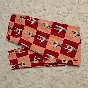 LULAROE rock and roll themed leggings OS NWOT horns up music fan